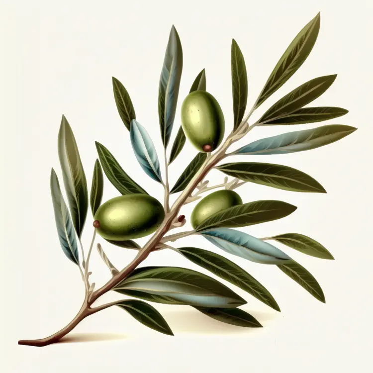 Green Olive Branch with Leaves