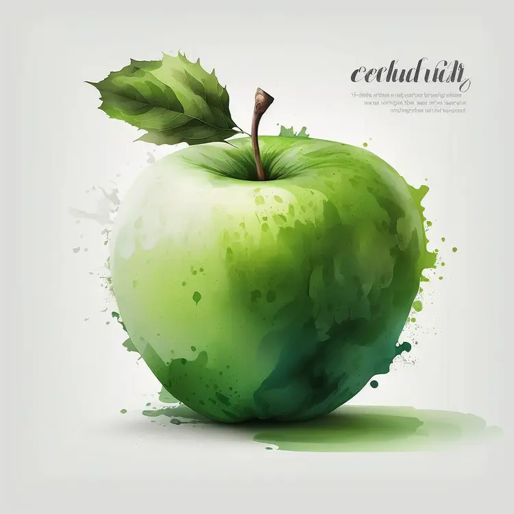 Watercolor Green Apple Illustration