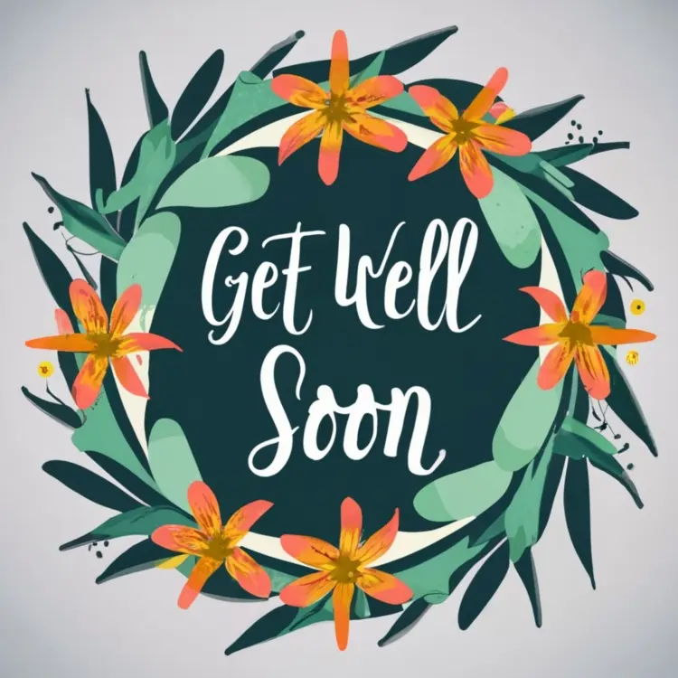 Get Well Soon Card with Orange Flowers