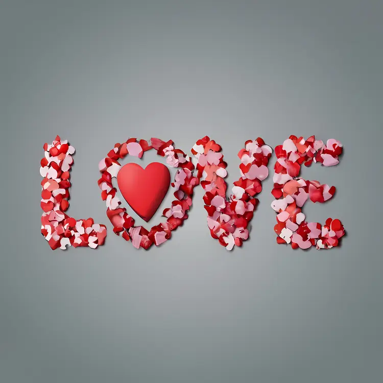Red Heart Love Word Art