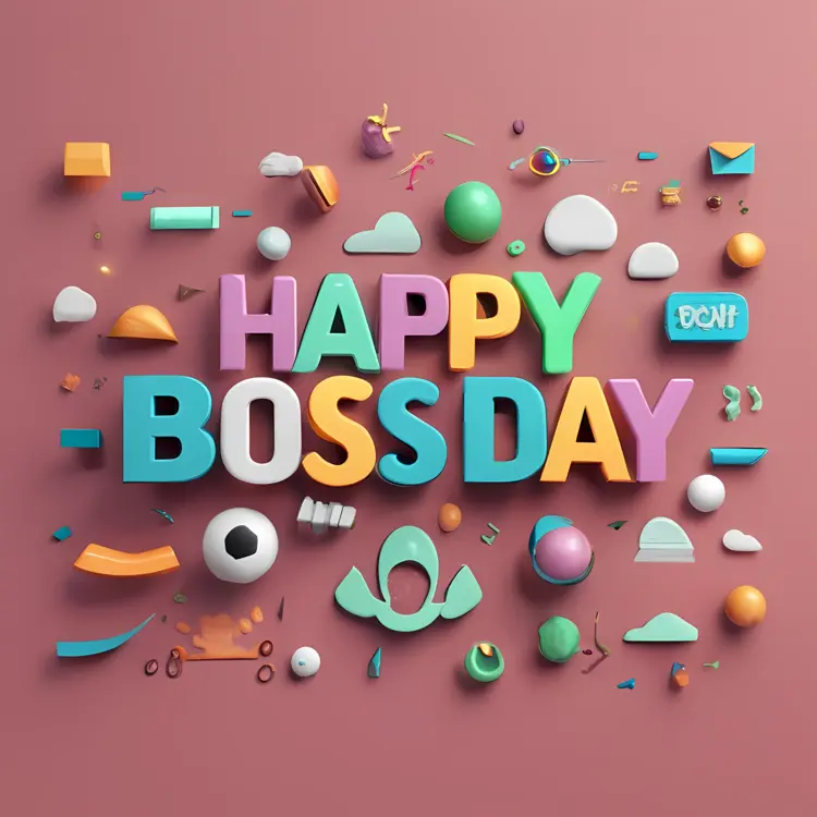 Happy Boss Day Colorful Text