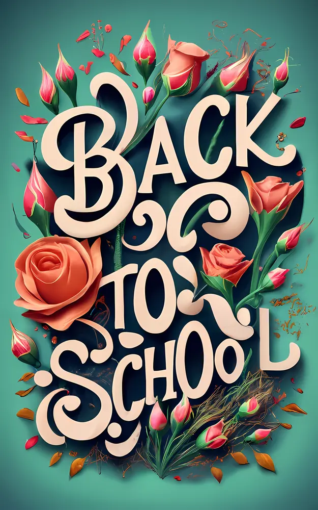 Elegant Back to School Text with Roses