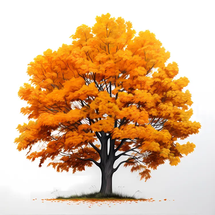 Beautiful Orange Tree in Autumn