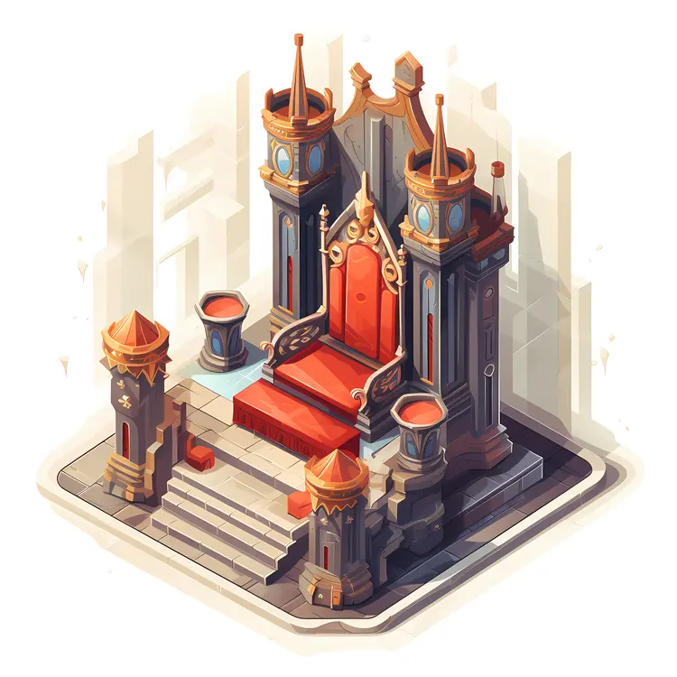 Majestic Red Throne in Castle Setting