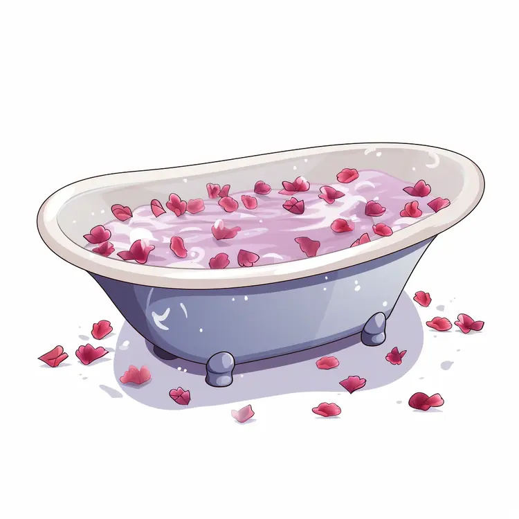 Romantic Bathtub with Rose Petals