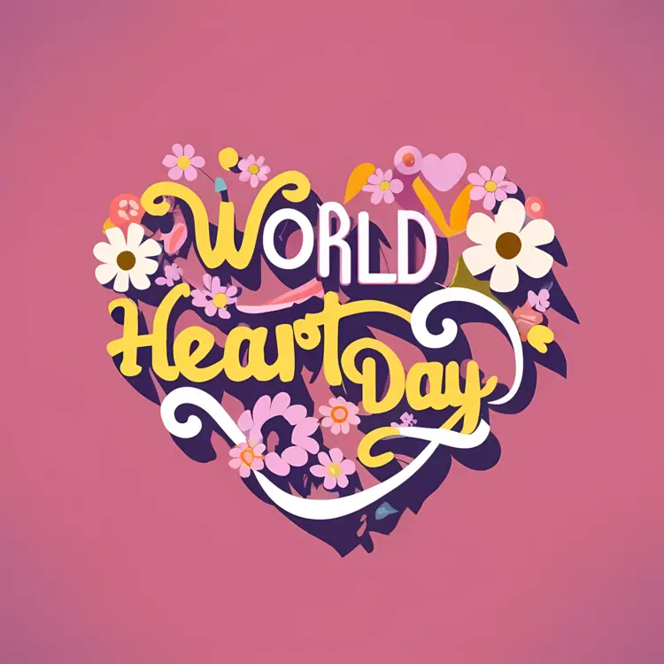 World Heart Day Floral Heart Illustration
