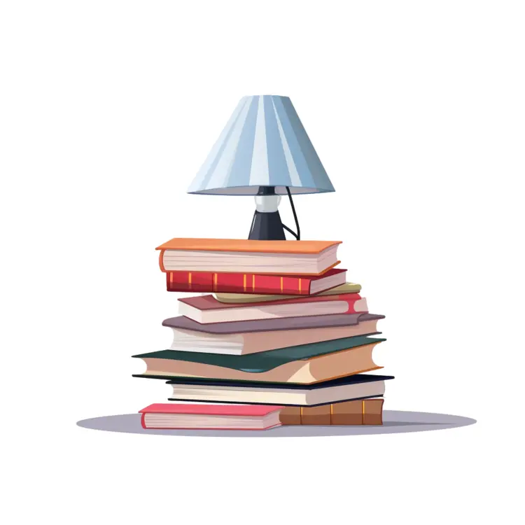Stack of Books with Lamp for Reading Concept