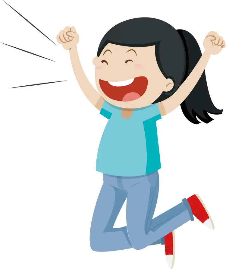 Excited Girl Jumping with Joy