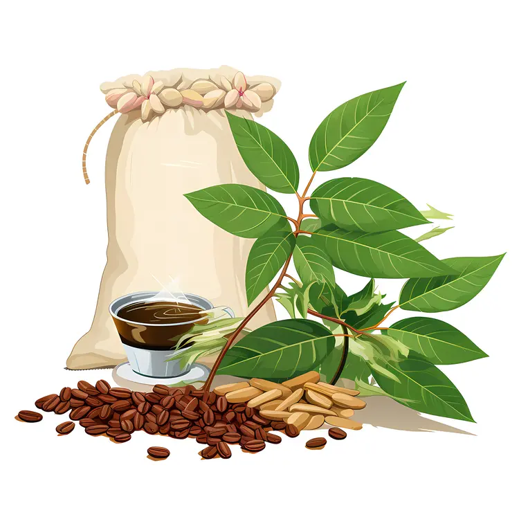 Coffee Beans and Cup Illustration