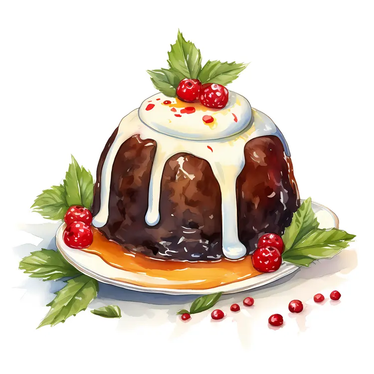 Yummy Pudding with Berries and Cream