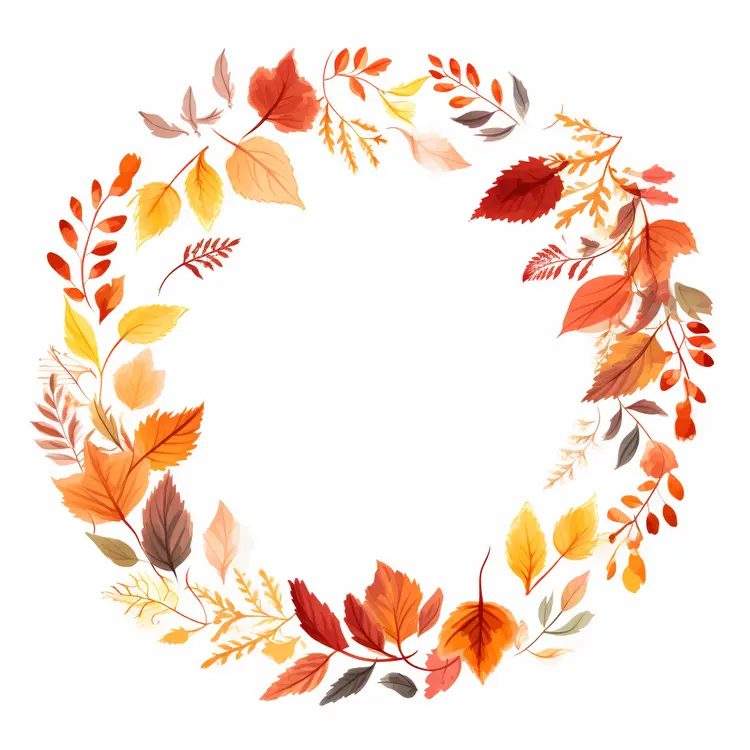 Decorative Frame with Autumn Leaves