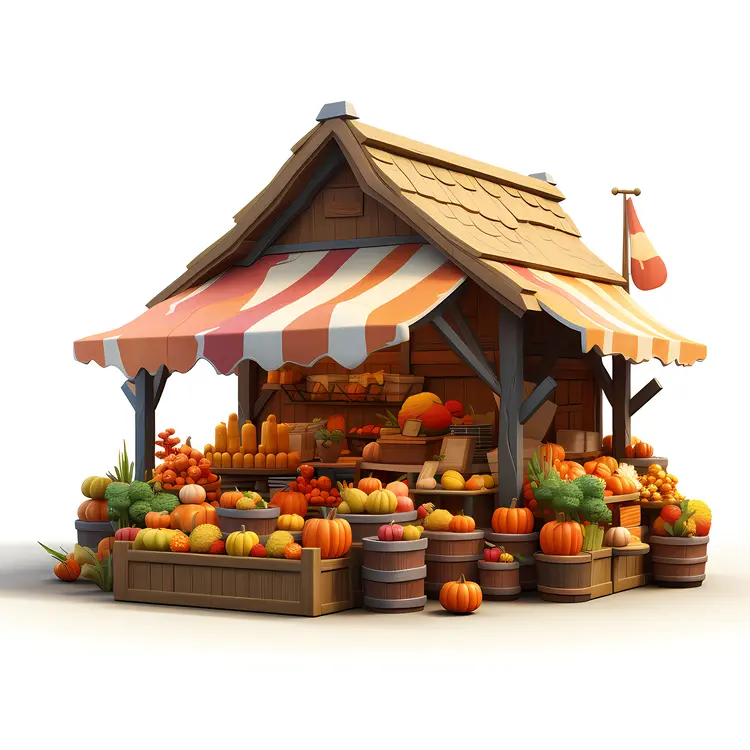 Pumpkin Stall with Autumn Vegetables