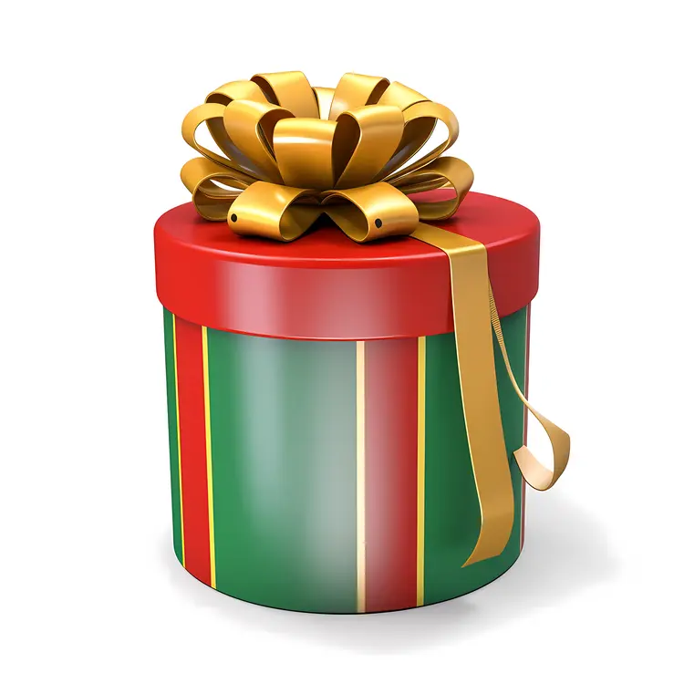 Round Gift Box with Golden Bow