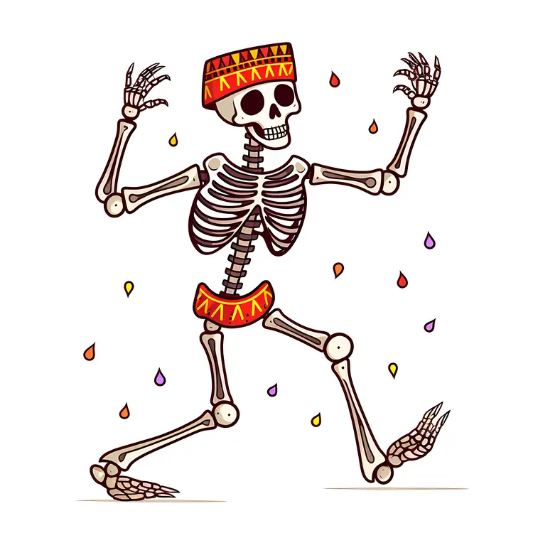 Festive Dancing Skeleton with Hat
