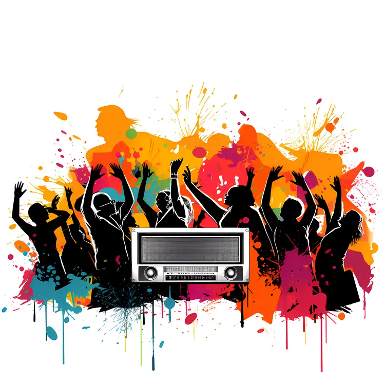 Radio and Dancing Crowd