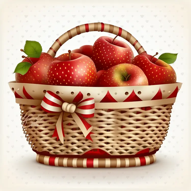 Festive Basket of Red Apples