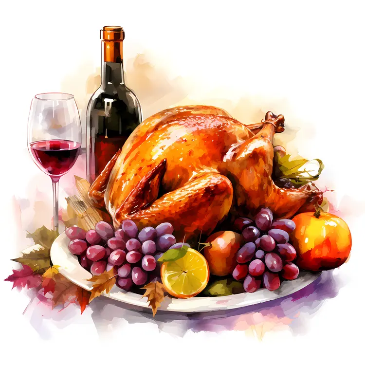 Roasted Turkey with Wine and Grapes