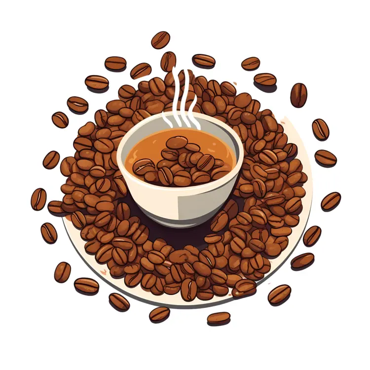 Hot Cup of Coffee with Beans