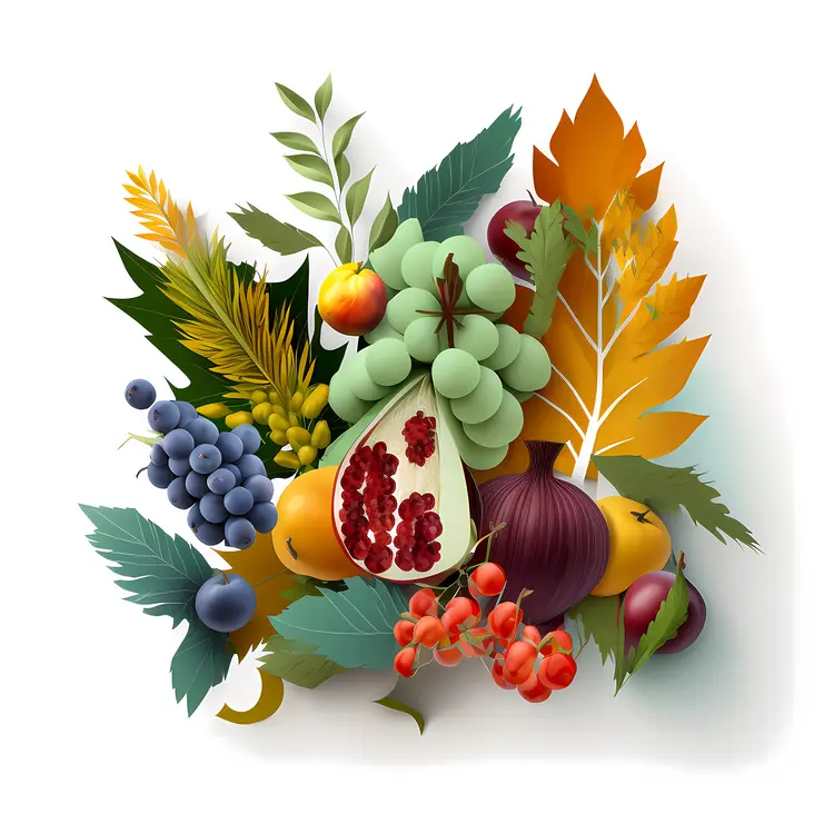 Fruit and Plant Arrangement with Pomegranate