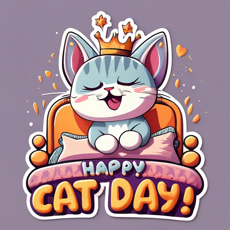 Cat with Crown Celebrating Cat Day