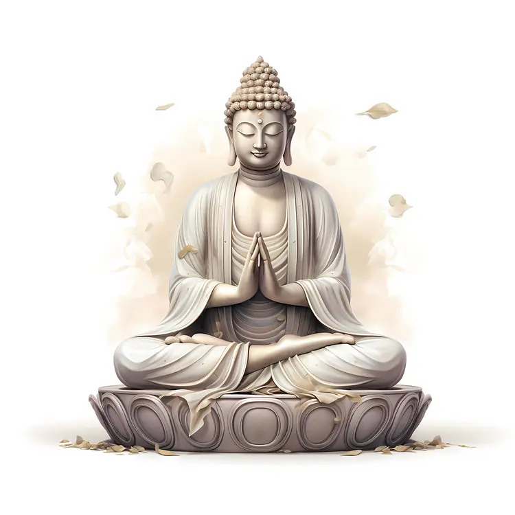 White Buddha Statue in Prayer Pose