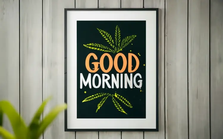 Framed Good Morning Text with Leaves