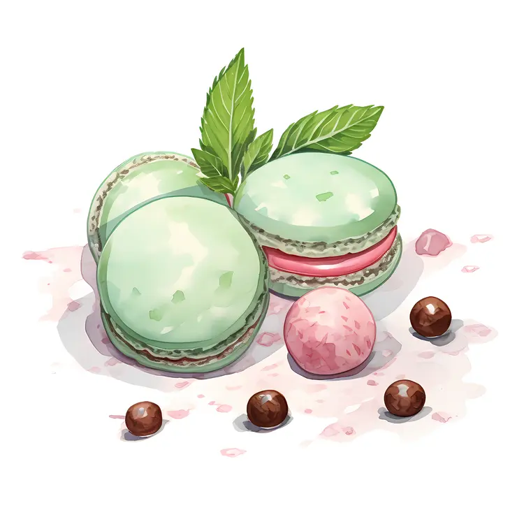 Mint and chocolate macarons