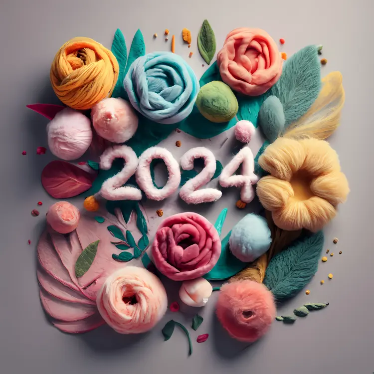 Colorful Floral 2024 New Year Greeting