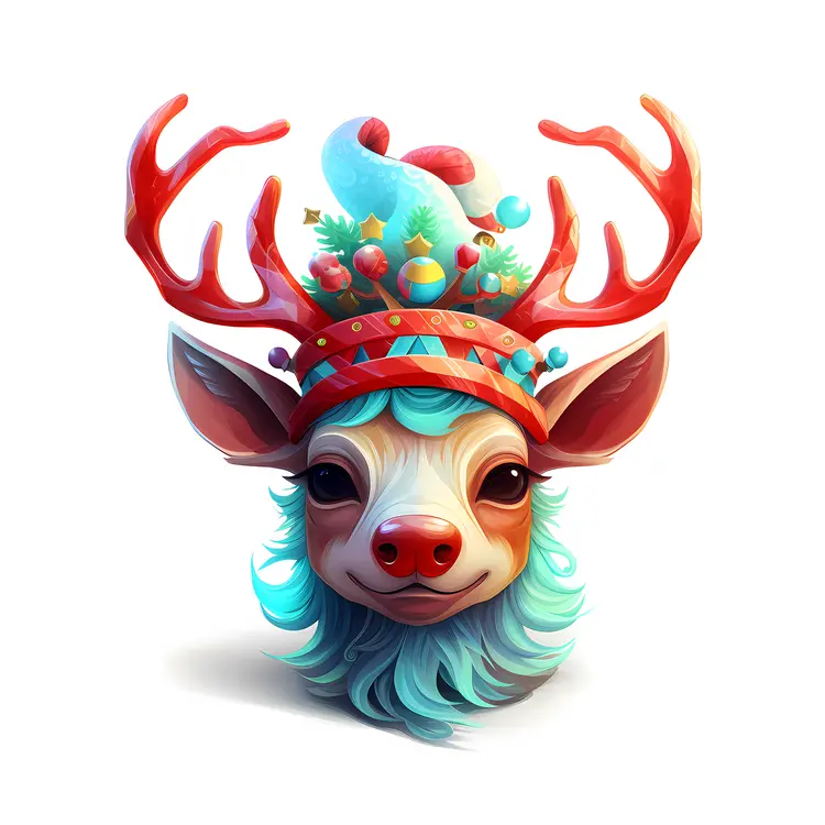 Cute Reindeer with Colorful Decorations