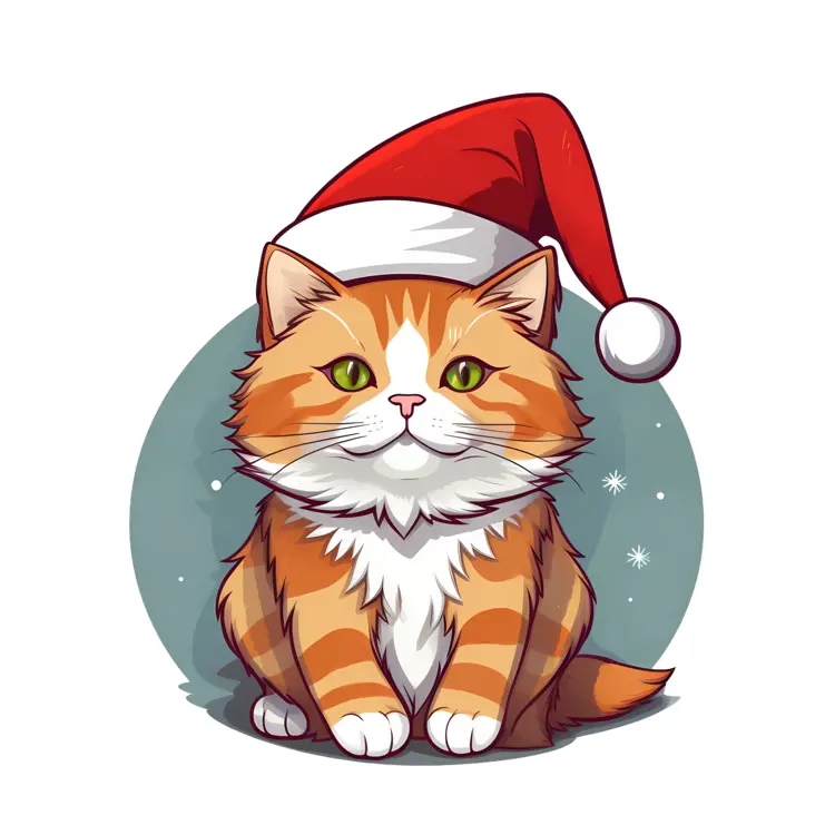 Cute Christmas Cat with Santa Hat
