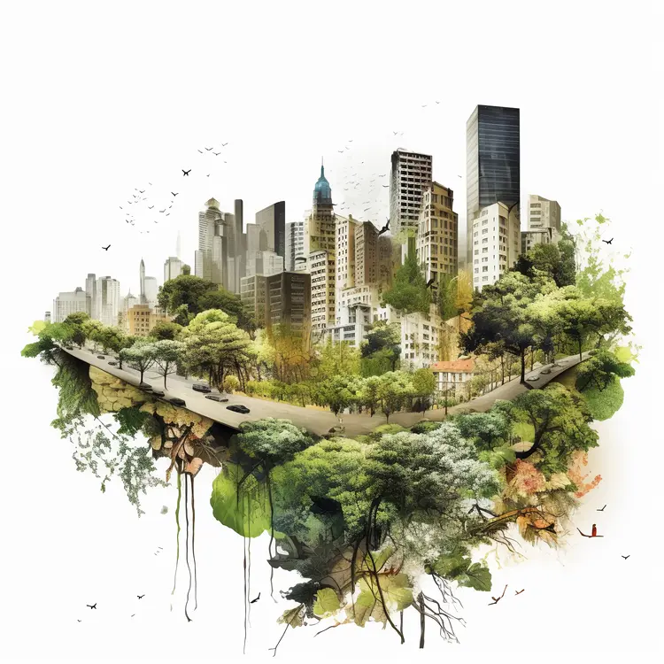 Artistic Cityscape with Greenery
