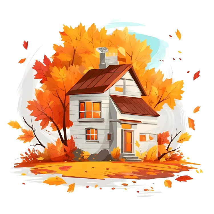 Small Cute Doodle House in Autumn