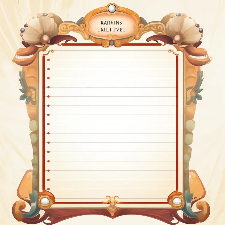 Ornate Decorative Frame with Blank Lined Paper