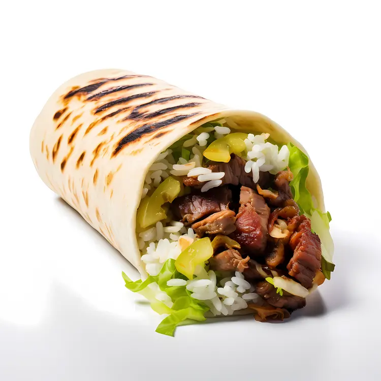 Delicious Burrito with Rice and Meat