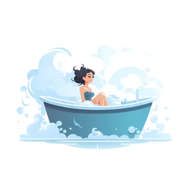 Relaxing Woman in Bathtub with Bubbles