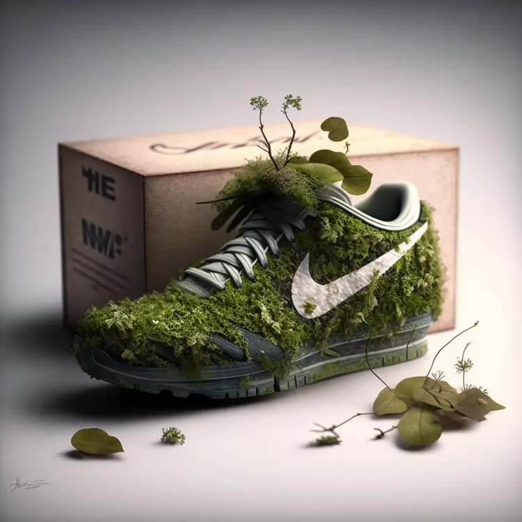 Mossy Nike Shoe with Nature-Inspired Design