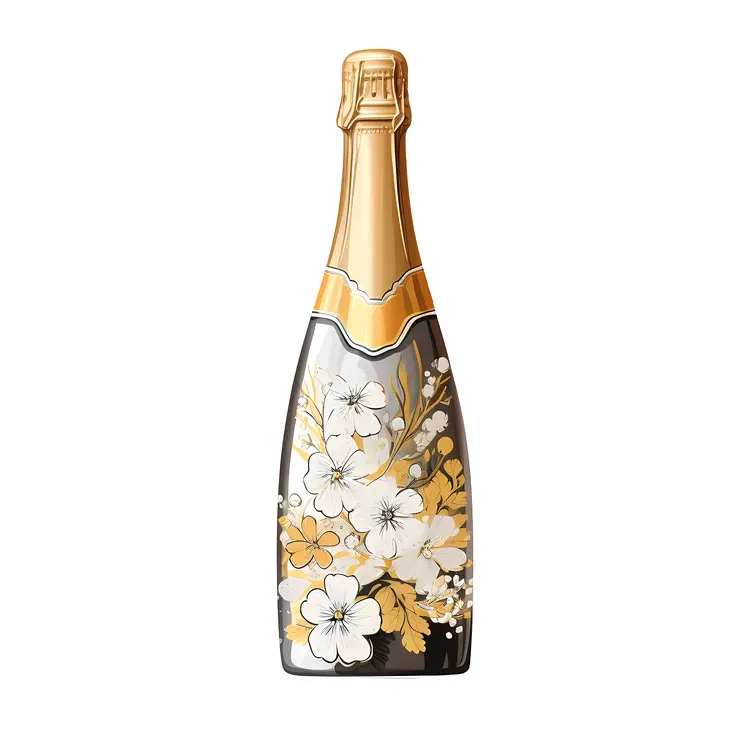 Elegant Floral Champagne Bottle