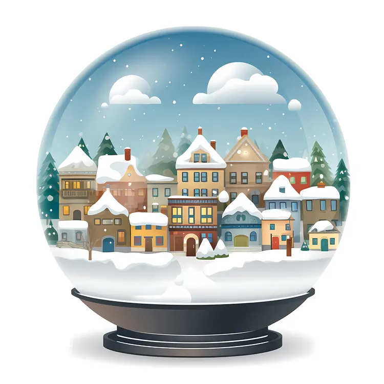 Snow Globe with Quaint Town in Snowy Landscape