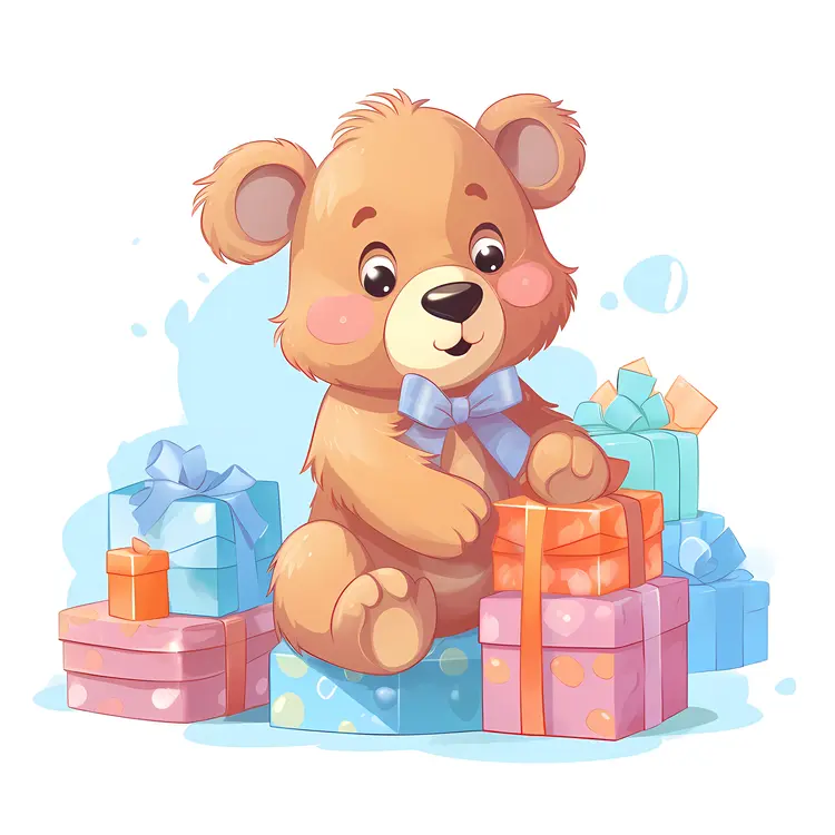 Cute Teddy Bear with Gifts