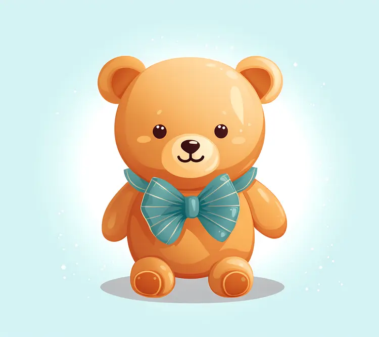 Adorable Teddy Bear with Blue Bow Tie