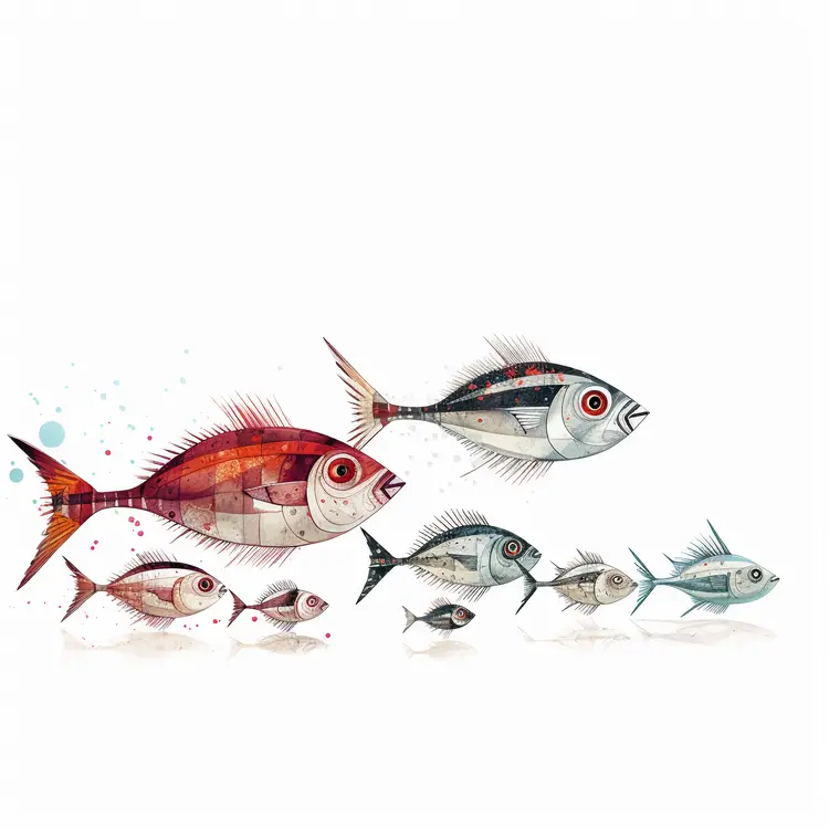 Colorful Fish Illustration in Various Sizes