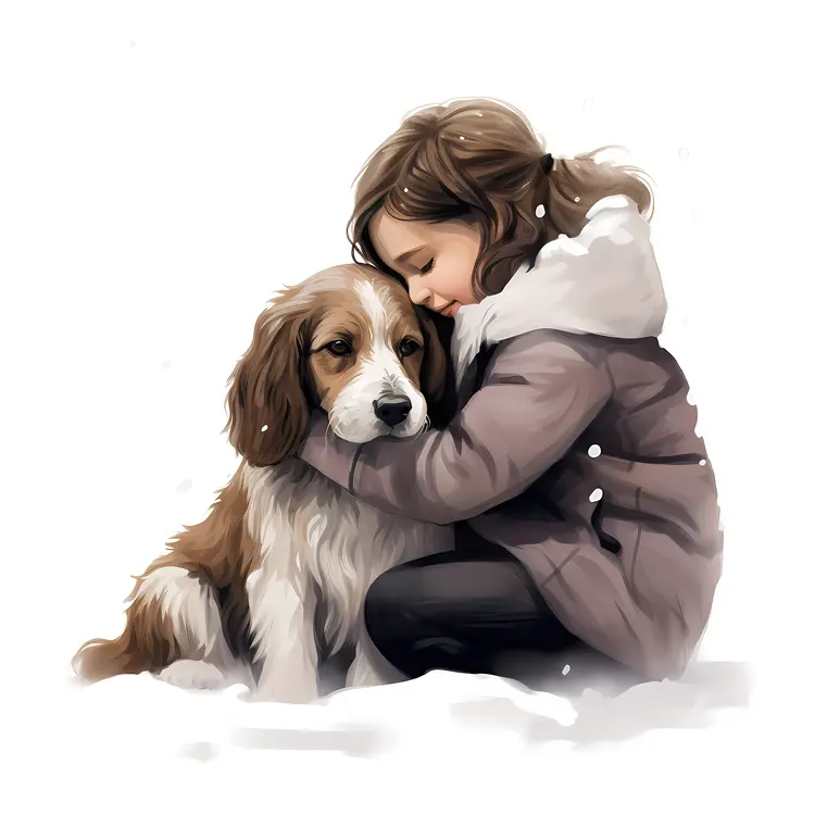 Girl Hugging Her Dog