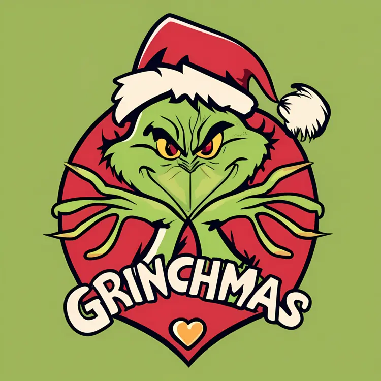 Grinchmas Cartoon Illustration with Hearts