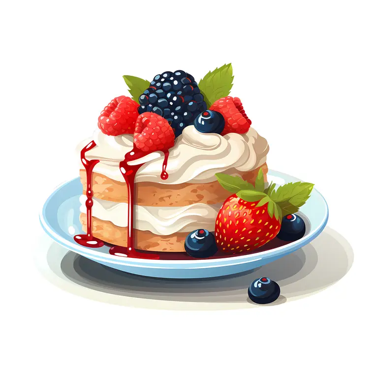 Mixed Berry Cake with Cream