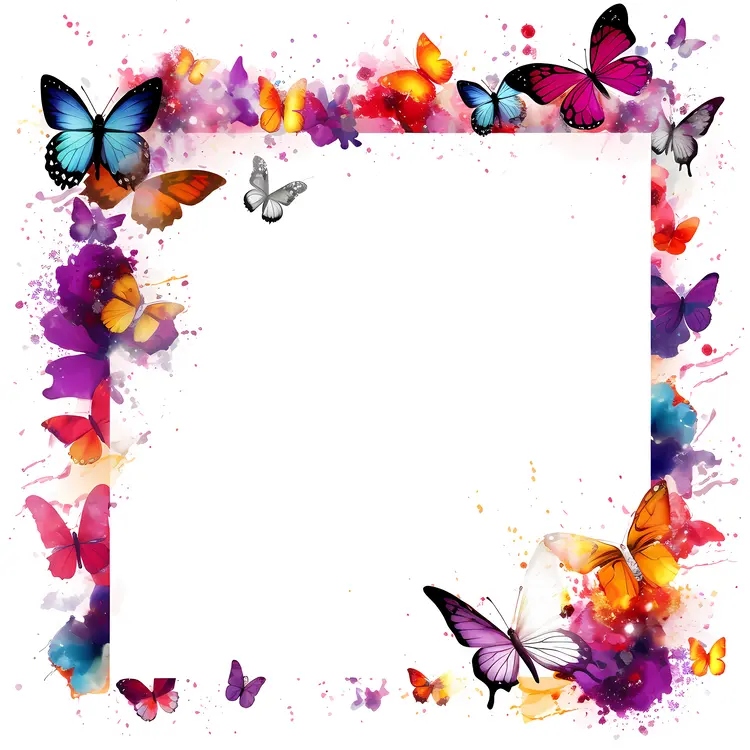 Vibrant Butterfly Frame with Splash of Colors