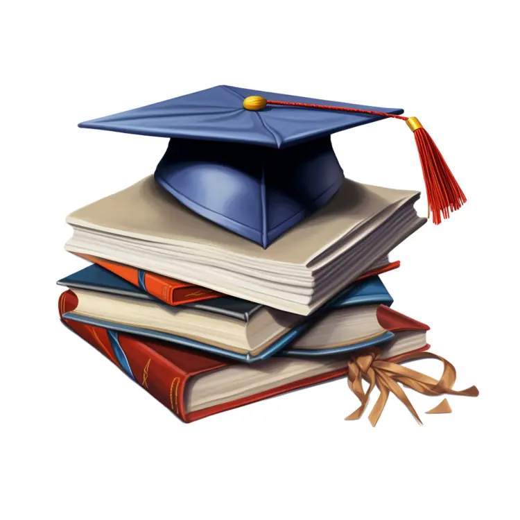Graduation Cap on Stack of Books