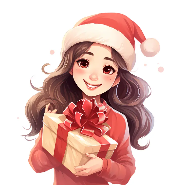 Girl with Christmas Gift