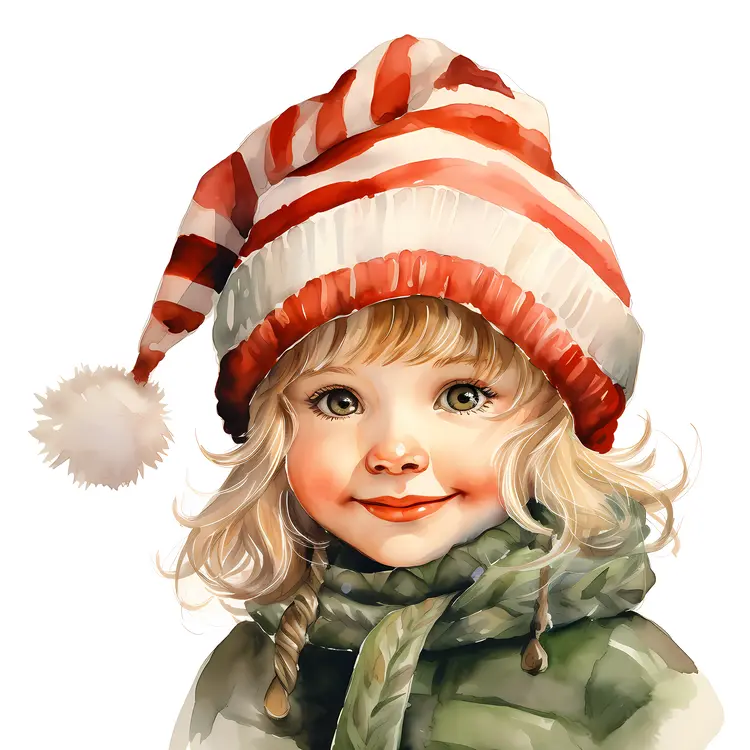 Child in Striped Winter Hat