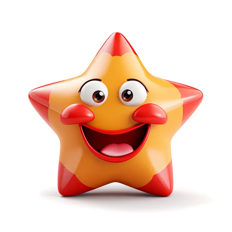 Smiling Yellow Star with Red Cheeks