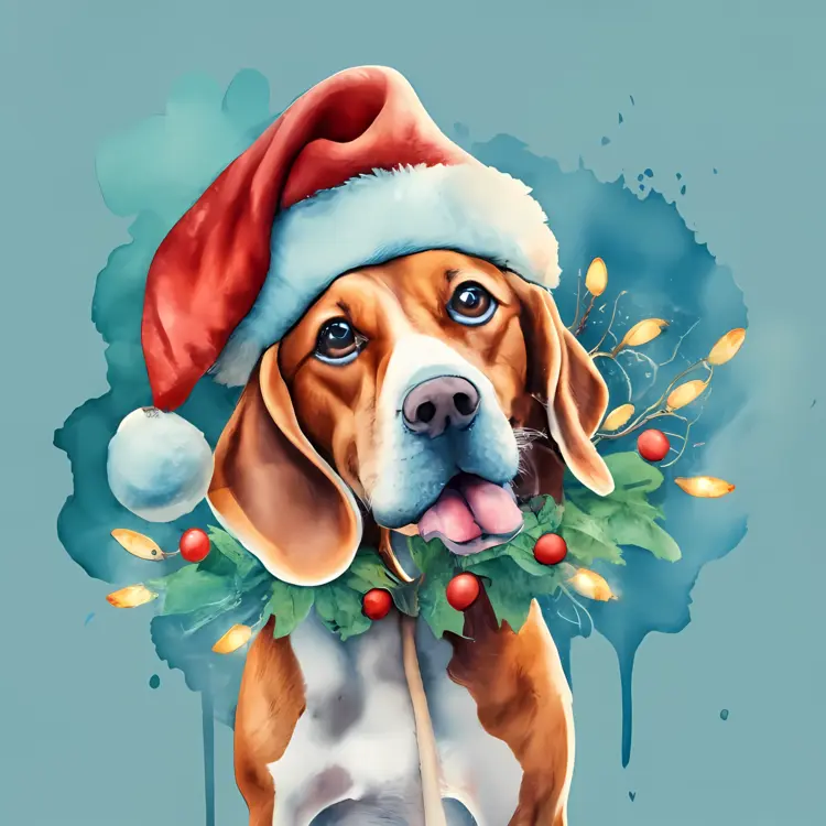 Festive Dog with Santa Hat
